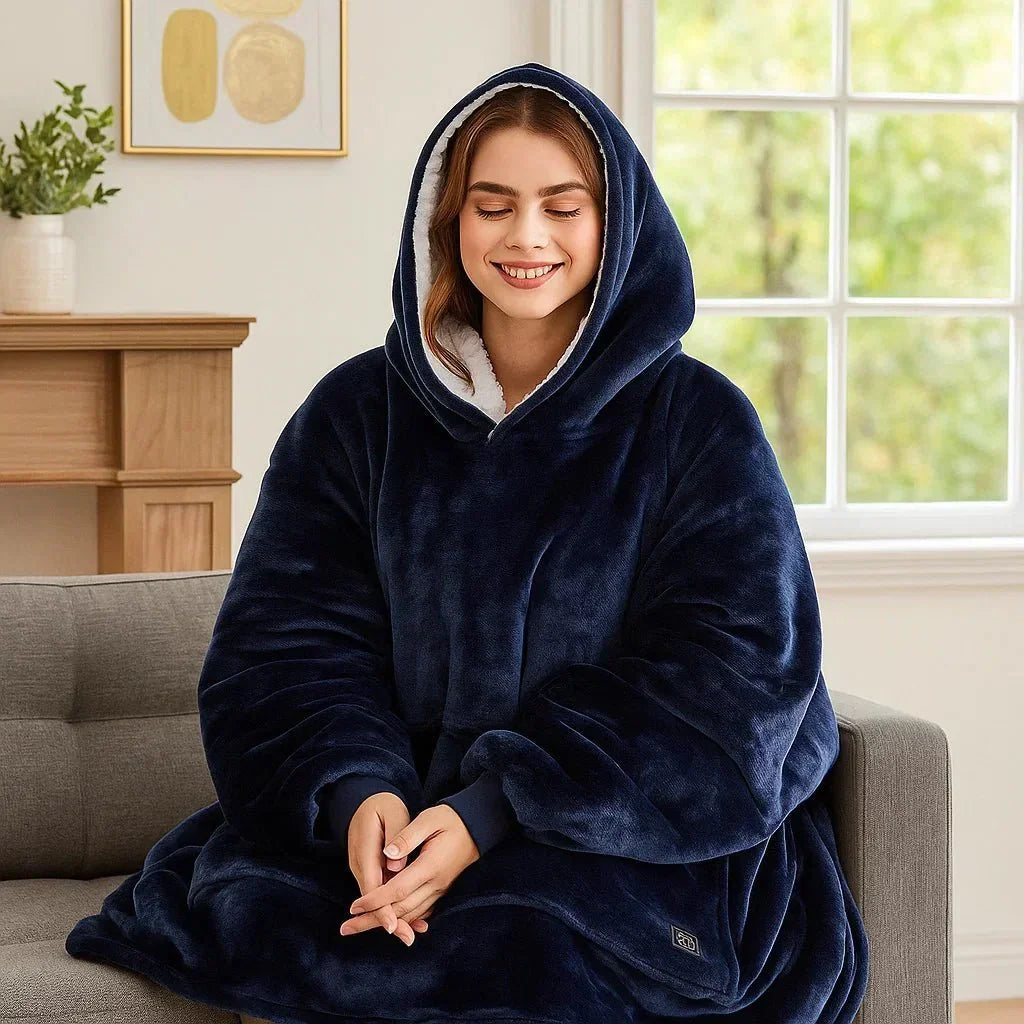 Koslund™ Varmehoodie i myk flanell med USB-varme
