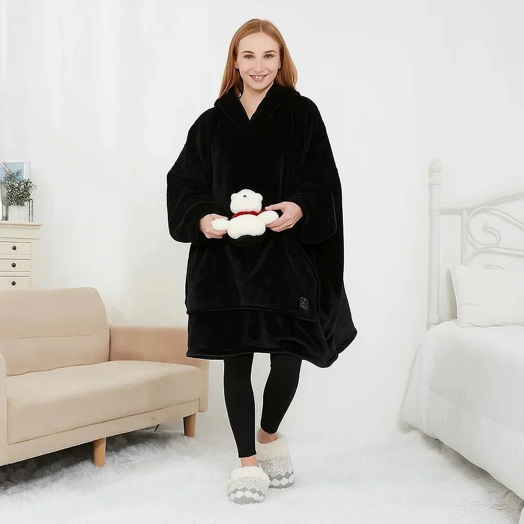 Koslund™ Varmehoodie i myk flanell med USB-varme