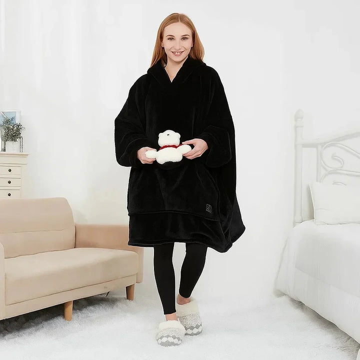 Koslund™ Varmehoodie i myk flanell med USB-varme