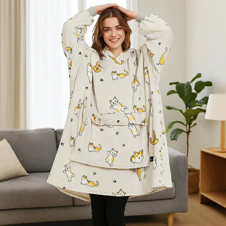 Koslund™ Varmehoodie i myk flanell med USB-varme