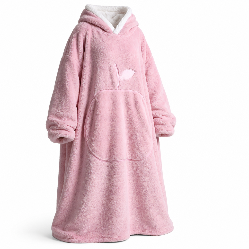Oversized teppegenser i sherpafleece med ermer og lomme