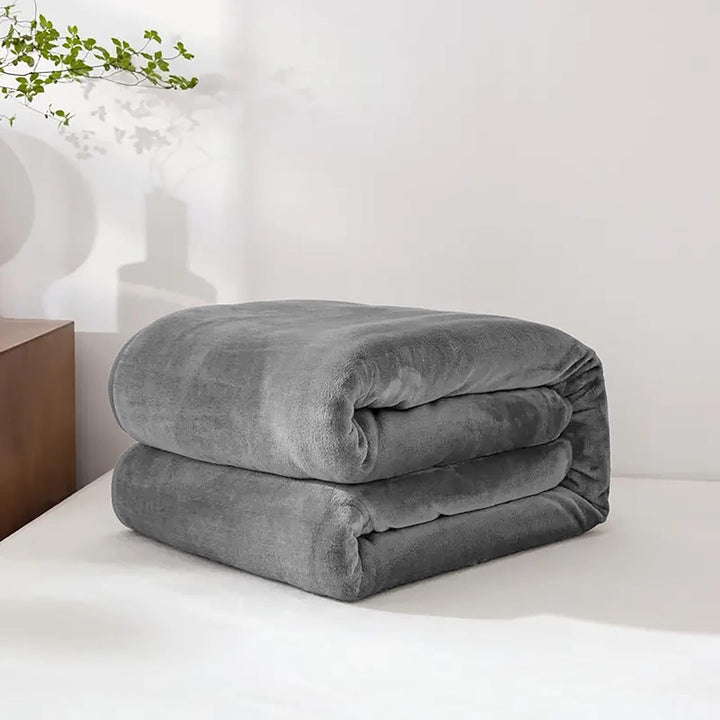 Koslund™ Supermykt fleecepledd med fuskepels for sofa og seng