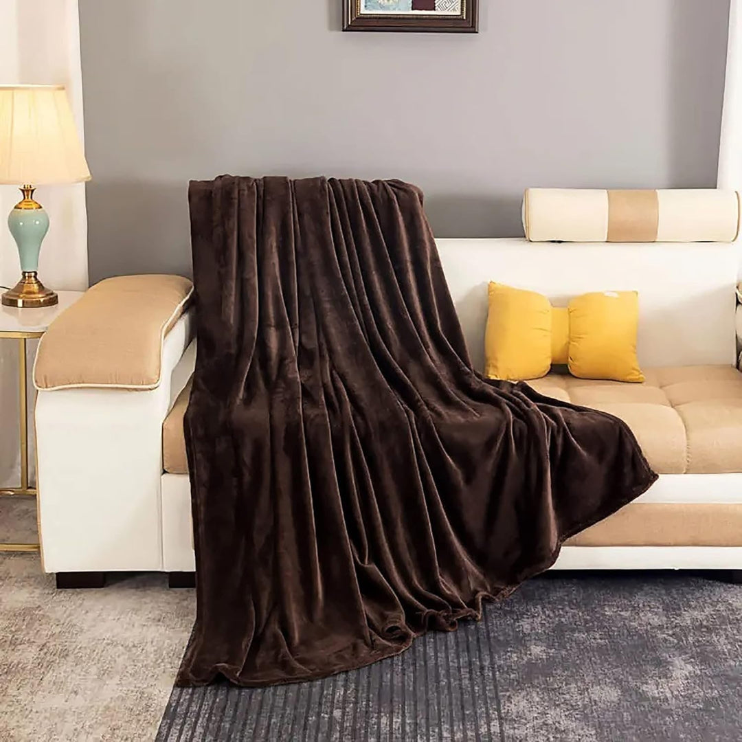 Koslund™ Supermykt fleecepledd med fuskepels for sofa og seng