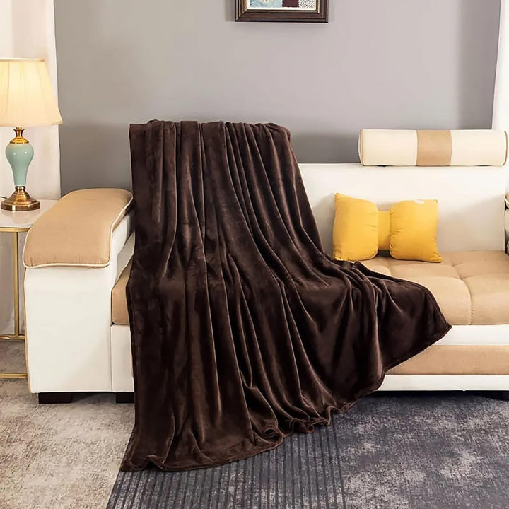 Koslund™ Supermykt fleecepledd med fuskepels for sofa og seng