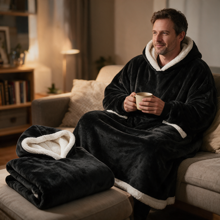 Koslund™ Gigantisk oversized teppegenser i tykk børstet fleece