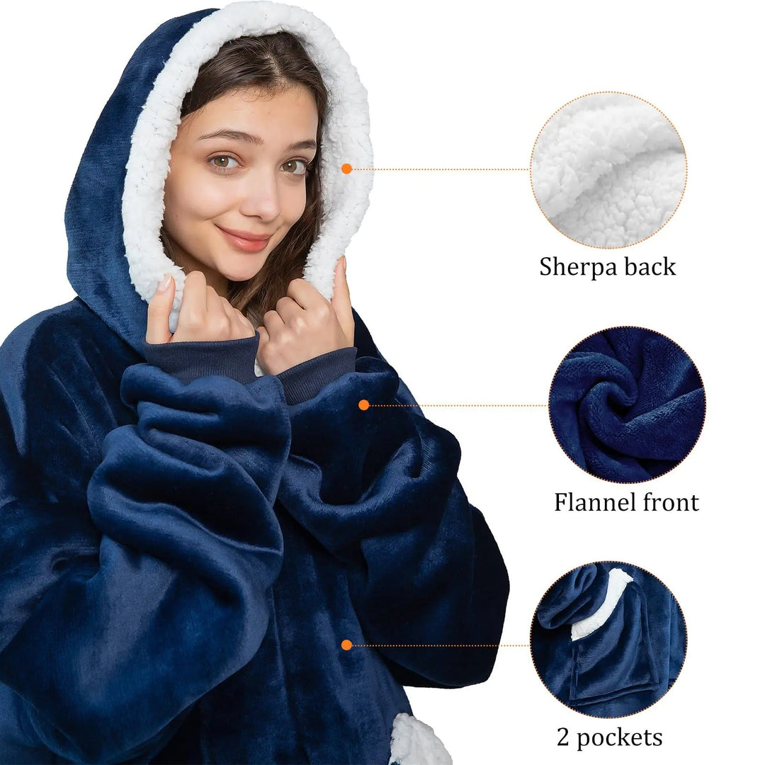 Koslund™ Gigantisk oversized teppegenser i tykk børstet fleece