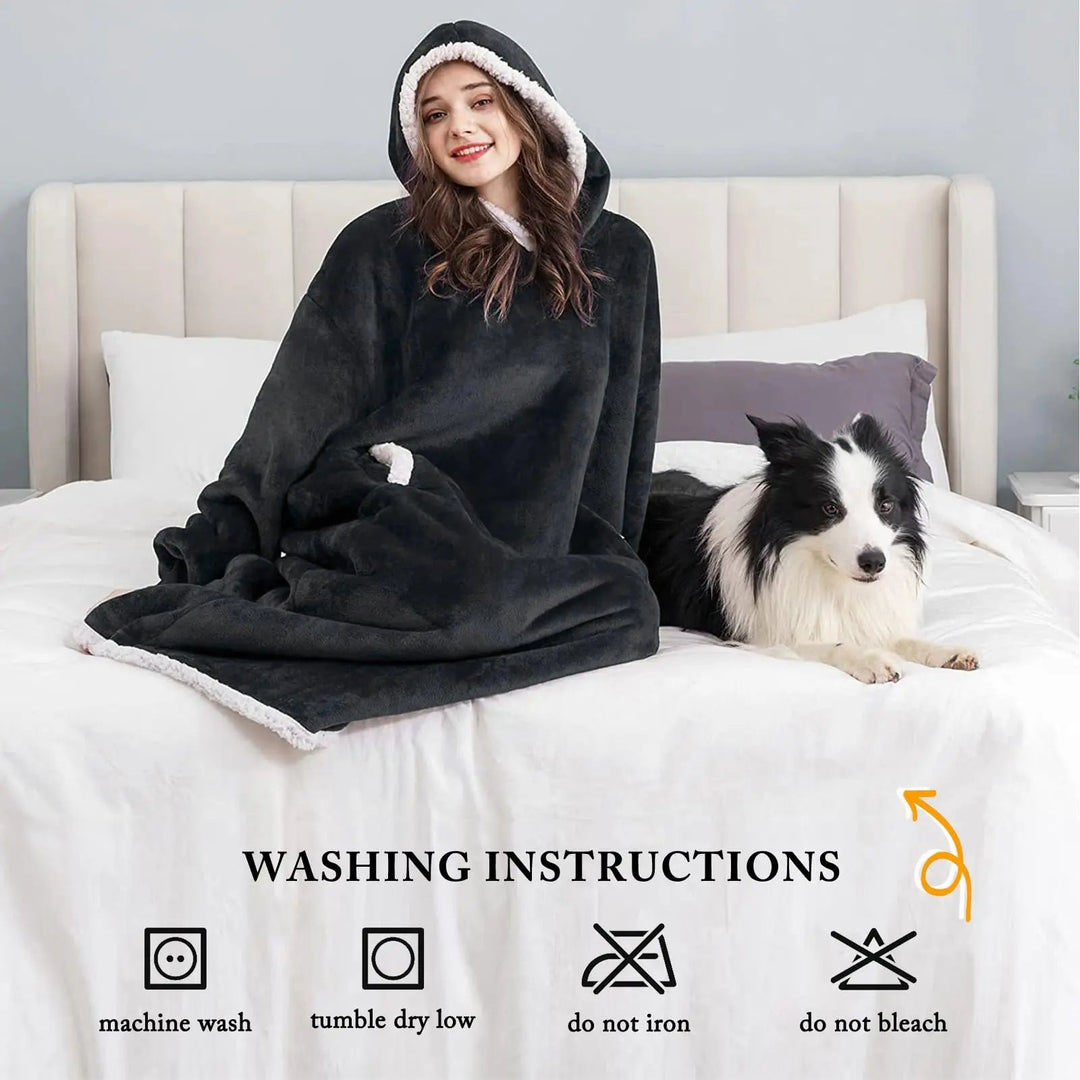 Koslund™ Gigantisk oversized teppegenser i tykk børstet fleece