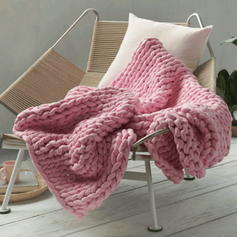 Håndvevd chunky knit-pledd med deilig tyngde