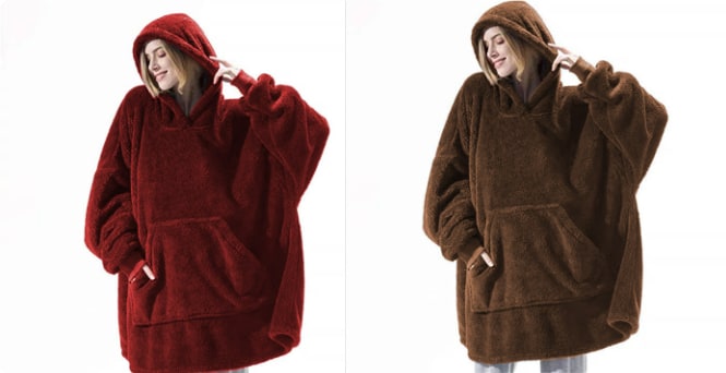 Oversized teppegenser i dobbeltsidig plysjfleece