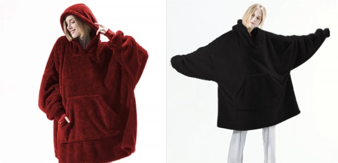 Oversized teppegenser i dobbeltsidig plysjfleece