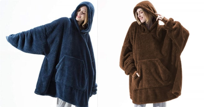 Oversized teppegenser i dobbeltsidig plysjfleece