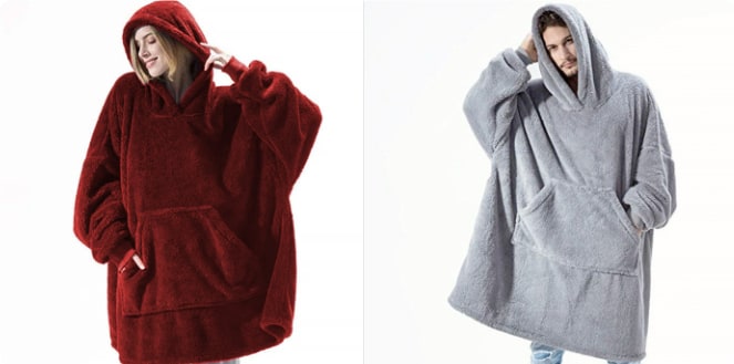 Oversized teppegenser i dobbeltsidig plysjfleece