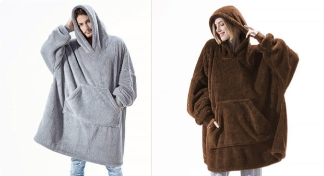 Oversized teppegenser i dobbeltsidig plysjfleece