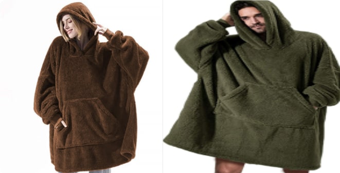 Oversized teppegenser i dobbeltsidig plysjfleece