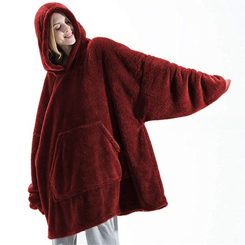 Oversized teppegenser i dobbeltsidig plysjfleece